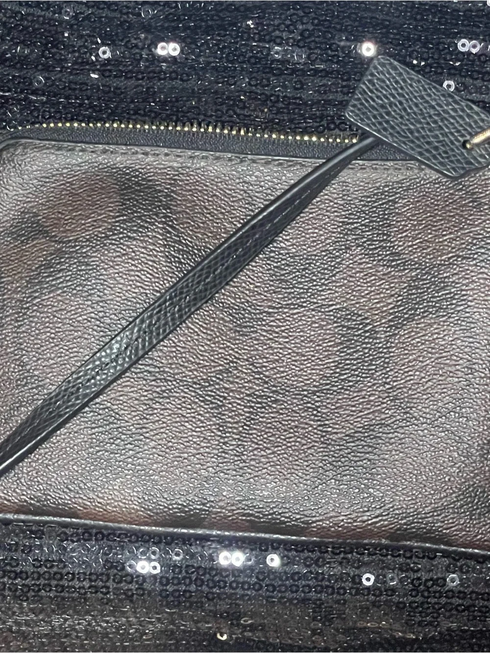 Coach Leather Wristlet in Brown and Black with Gold Logo